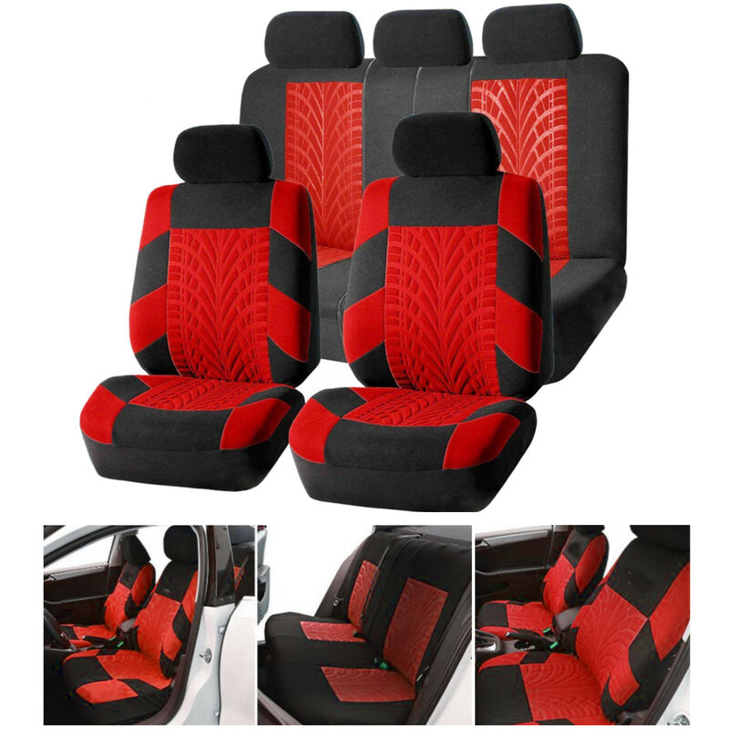 

Juego completo Universal de 9 piezas, fundas de asiento trasero para asiento delantero de coche, cojín para coche, camión, fundas de asiento de