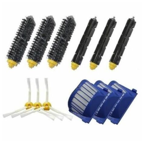 Juego compuesto por 3 pares de cepillos de succión + 3 tapas de filtro + 3 cepillos laterales para iRobot Roomba serie 600 (595 620 630 650 660)