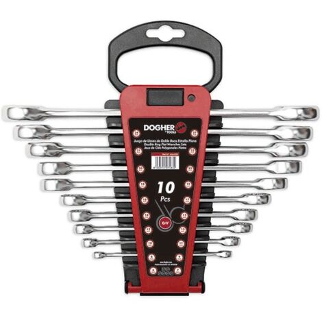 Juego con 10 llaves doble boca estrella plana  DOGHER 454-020