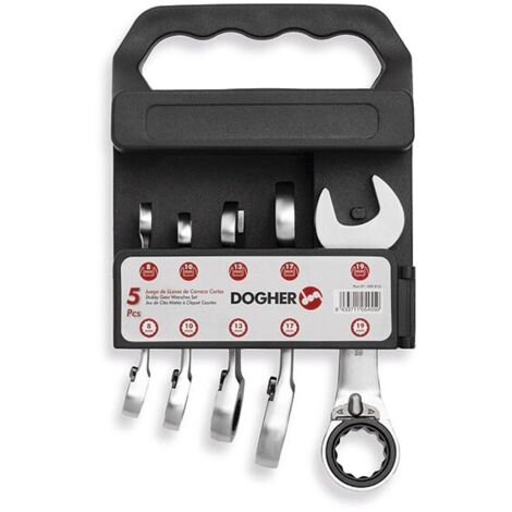 Juego con 5 llaves carraca reversible corta  DOGHER 459-015