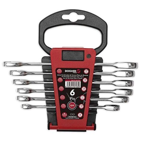 Juego con 6 llaves combinadas carraca plana sin reverso  DOGHER 4557-016