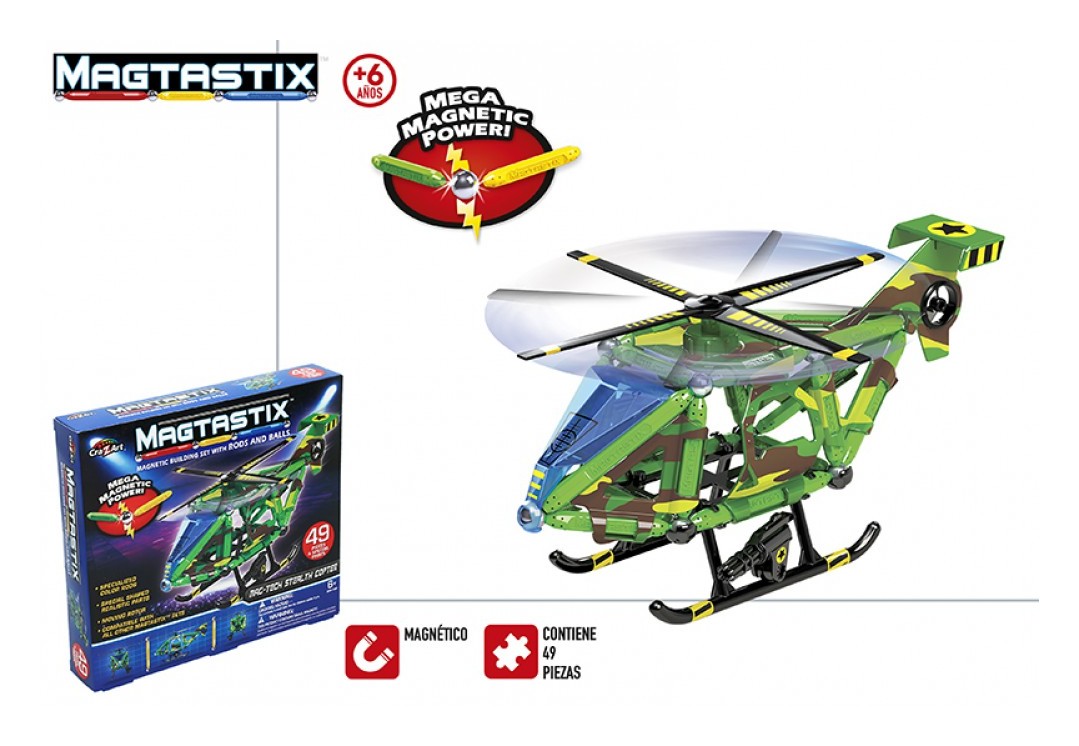 

Juego construcción helicóptero 49 piezas magtastix