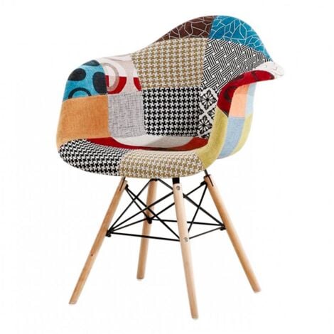 Juego de 1/2/4/6 Sillón Moda Patchwork Eiffel - Silla de comedor individual - Multicolor