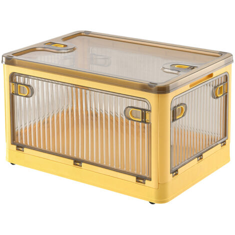 Juego de 1 caja de almacenamiento con tapa, caja de almacenamiento apilable de 28 litros con ruedas, caja de almacenamiento plegable de 5 puertas, organizador de juguetes, armario de almacenamiento (a