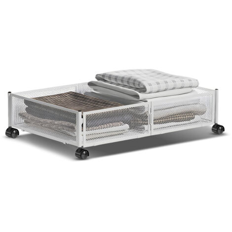 Juego de 1 caja de almacenamiento multifuncional con ruedas para debajo de la cama, ideal para el hogar, la residencia estudiantil, juguetes, ropa, libros y zapatos. Organizador plegable y visible con