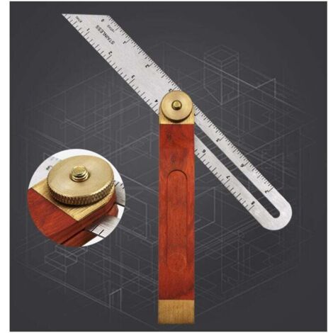 Juego de 1 escuadra de carpintero, falso ángulo de 228 mm con hoja de acero inoxidable y mango de madera roja, ideal para ebanistas, carpinteros y carpinteros.