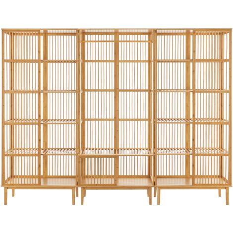 Juego de 1 estante y 2 estantes de bambú 185 x 240 x 45 cm natural 030008164