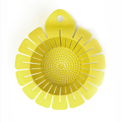 Juego de 1 filtro de malla para desagüe de fregadero, cesta de drenaje de cocina, tapón de desagüe de fregadero, filtro para alimentos y verduras, amarillo