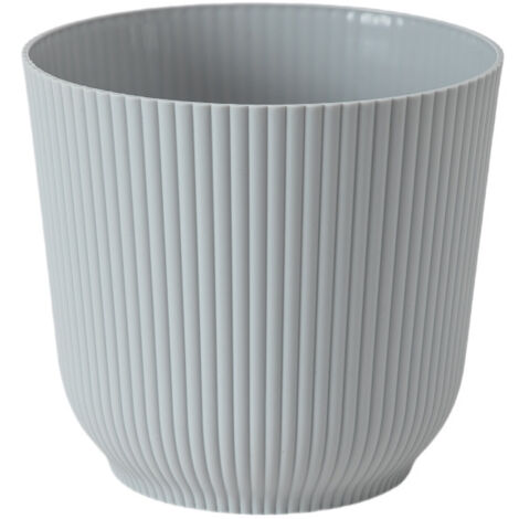 Juego de 1 maceta decorativa de plástico mate para plantas, color gris, 14 cm x 12,8 cm.