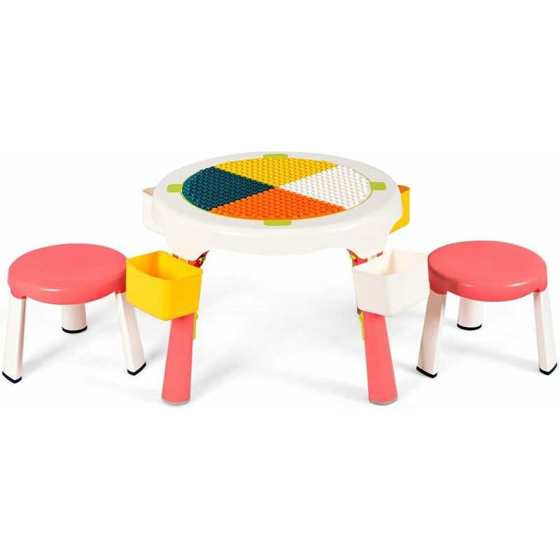 

Juego de 1 Mesa y 2 Sillas para Niños Grupo de Asientos Muebles Mesa de Construcción para Cuarto de los Niños Sala de Estar (Rosa Oscuro)