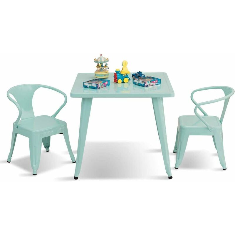 

Juego de 1 Mesa y 2 Sillas para Niños Grupo de Asientos Muebles para Niños de Metal para Cuarto de los Niños Sala de Estar