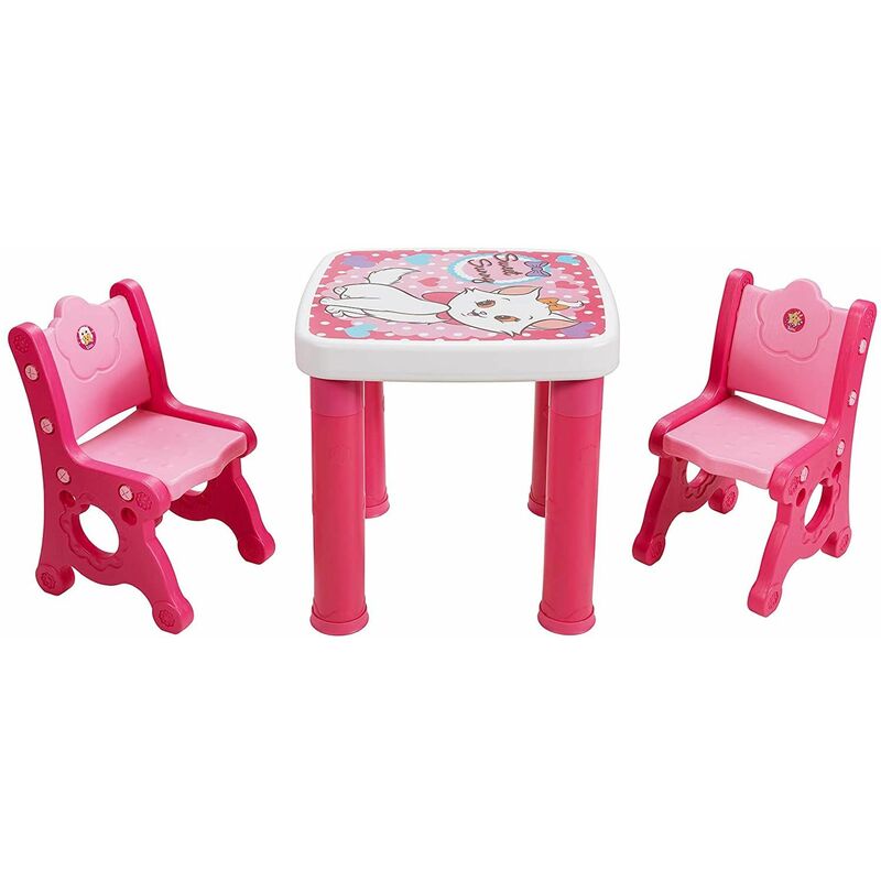 

Juego de 1 Mesa y 2 Sillas para Niños Grupo de Asientos Muebles para Niños Mesa con 4 Cajones para Cuarto de los Niños Sala de Estar Rosa