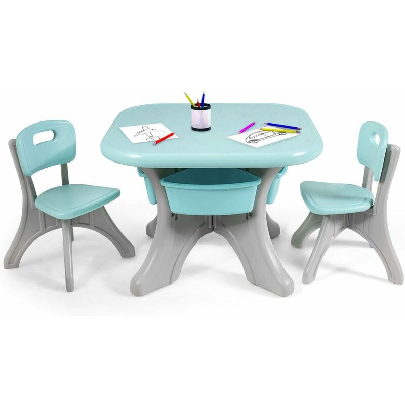 

Juego de 1 Mesa y 2 Sillas para Niños Grupo de Asientos Muebles para Niños para Cuarto de los Niños Sala de Estar Verde
