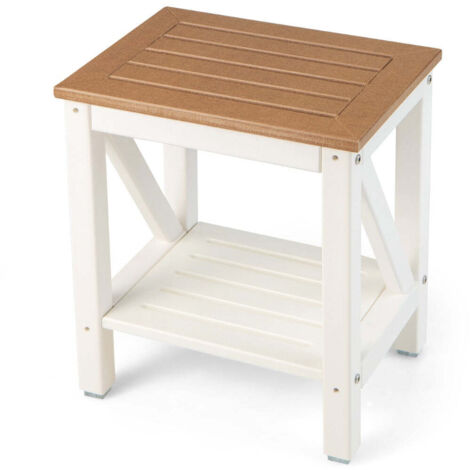Juego de 1 taburete de baño 43 x 32 x 47 cm antideslizante 2 niveles de almacenaje diseño moderno HDPE marrón 200014186