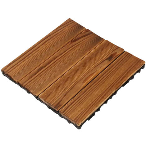 Juego de 10 baldosas de parquet de madera de pino alcanforado para terrazas, resistentes a la intemperie, de rápida instalación.