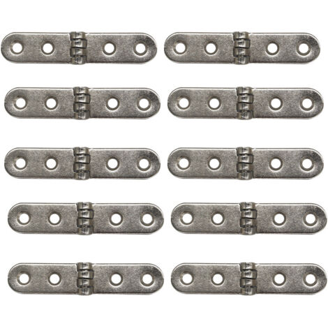 Juego de 10 bisagras con tornillos, bisagras para puertas, bisagras para puertas de armarios, para cajas de madera, cajas de recuerdos, cajas de almacenamiento, cofres del tesoro, armarios (plateado)