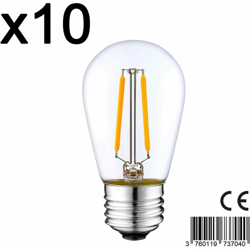 

Juego de 10 bombillas de filamento LED XENA E27 S45 2W blanco cálido H10cm