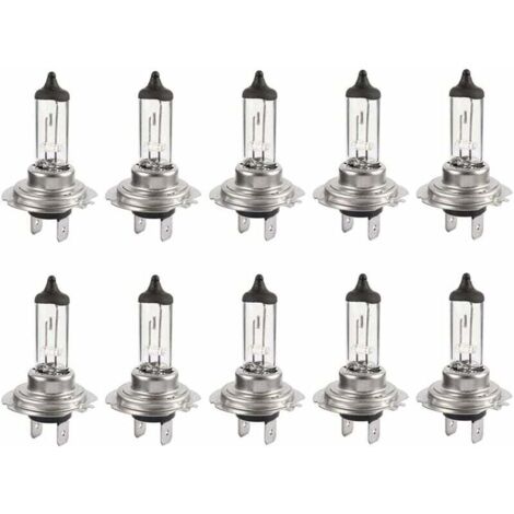 Juego de 10 bombillas halógenas LED H7 55W 12V - Luces de cruce de larga duración, negras, para automóviles