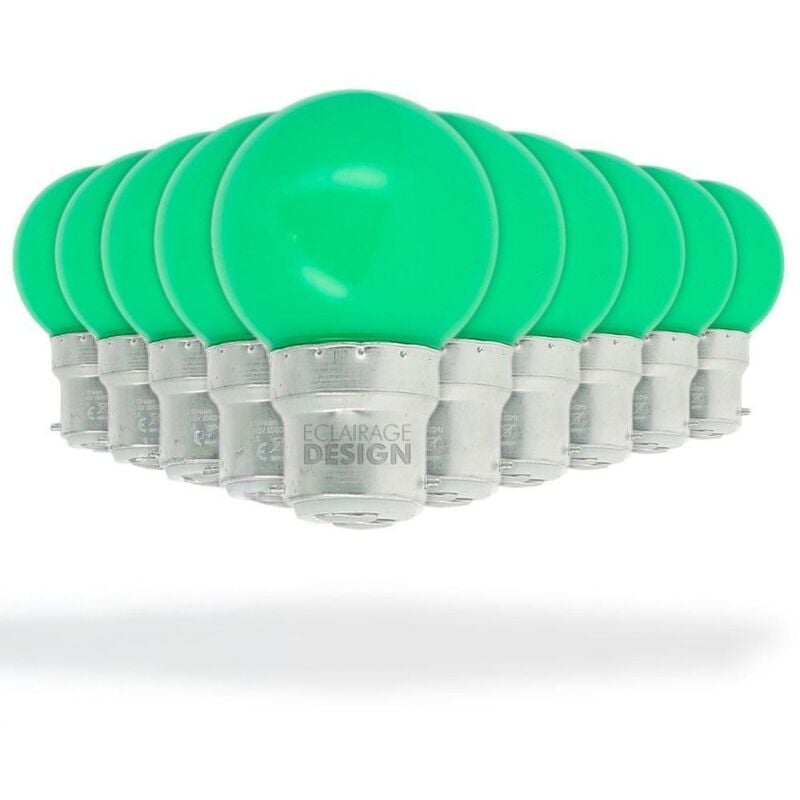 

Juego de 10 bombillas led verdes de 1 vatio (equivalente a 10 vatios) Guinguette guirnalda