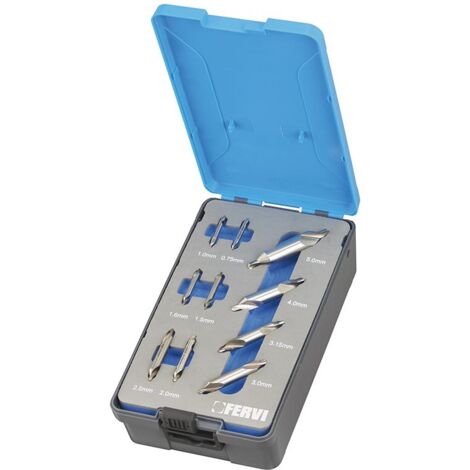 Juego de 10 brocas de centrado para torno 075 - 50 mm Fervi P056/10S