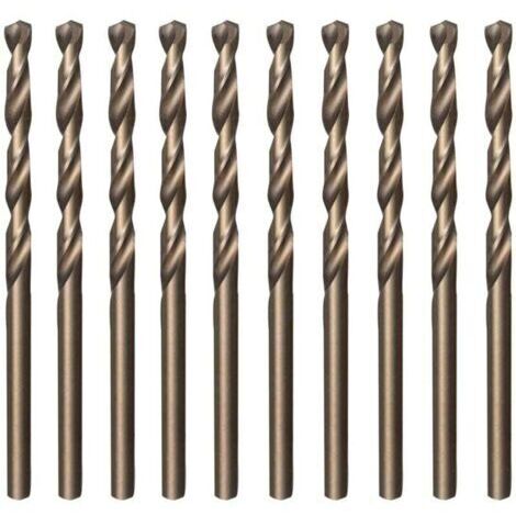 Juego de 10 brocas helicoidales M35 de acero rápido HSS dorado y cobalto, de 3,5 mm x 70 mm, para taladrar aceros inoxidables y duros, hierro fundido, cobre, aluminio, madera y plástico.