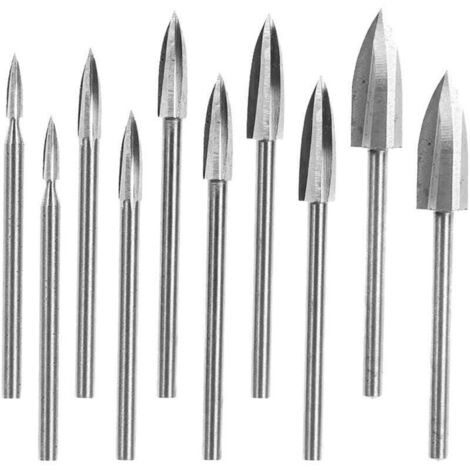 Juego de 10 brocas para tallado y grabado de madera, brocas para grabado, brocas para madera DIY, aptas para herramientas rotativas