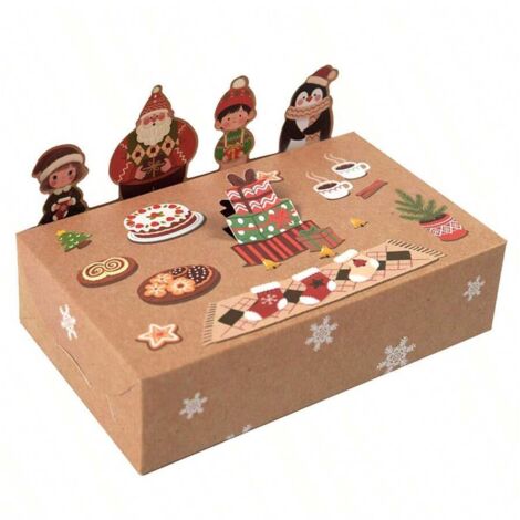 Juego de 10 cajas de regalo de Navidad, cajas de papel para galletas y dulces, ideales para fiestas.