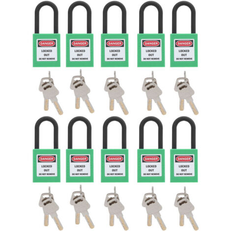 Juego de 10 candados de seguridad Eosnow de 38 mm/1,5 pulgadas, resistentes al polvo y a la intemperie, para fábricas, obras de construcción, hospitales y productos químicos (verde)