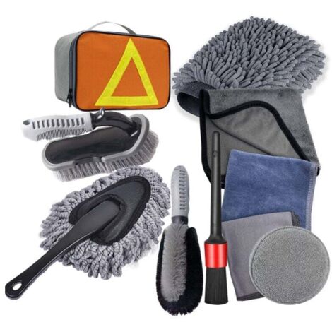 Juego de 10 cepillos de limpieza para coche con cepillo para llantas y cepillo para neumáticos, cepillo para el cuidado del coche para lavar ruedas, motor, salpicadero, rejillas de ventilación y zonas