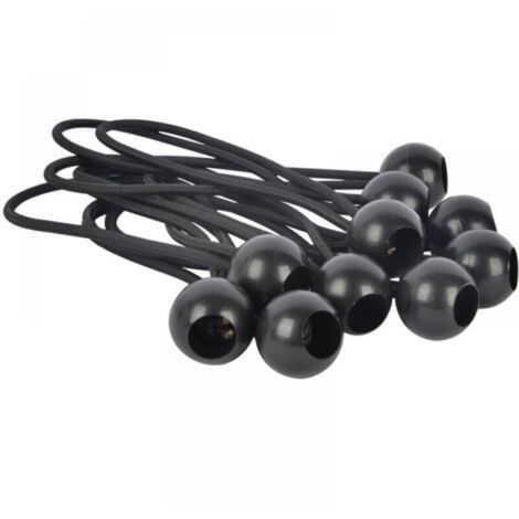 Juego de 10 conectores rápidos para lonas negras, 4 mm, plástico, cabeza esférica, redondos, banda de goma para uso en exteriores,