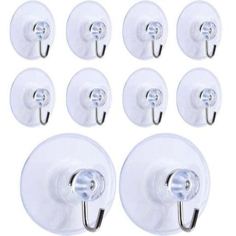 Juego de 10 ganchos con ventosa, ganchos de pared transparentes y extraíbles, perchas para baño, cocina, ducha, ganchos de pared para toallas, perchas, accesorios (45 mm)