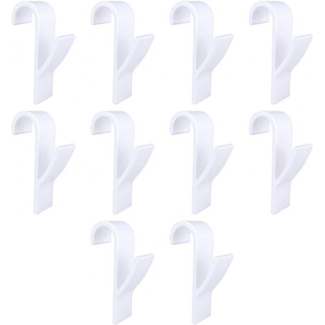 Juego de 10 ganchos de plástico blanco para toallas, aptos para toalleros de cocina, toalleros de baño o radiadores.
