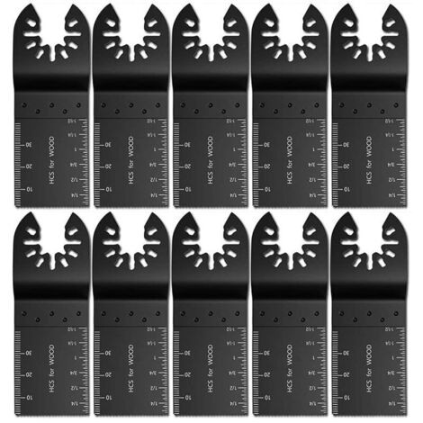 Juego de 10 hojas de sierra de acero de alto carbono de 34 mm para herramientas eléctricas y cortadoras multifunción.