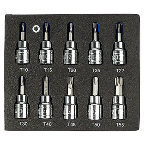 Juego de 10 llaves de vaso Torx de 3/8 de pulgada T10-15-20-25-27-30-40-45-50-55 CRV