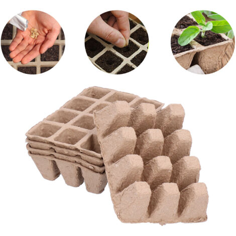 Juego de 10 macetas de papel biodegradables para jardín – Bandeja de semillero de 12 piezas, accesorios ecológicos para el cultivo de plantas, frutas y verduras.