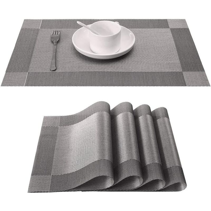 

Juego de 10 manteles individuales trenzados de PVC antideslizantes lavables para comedor mantel gris 45cm * 30cm