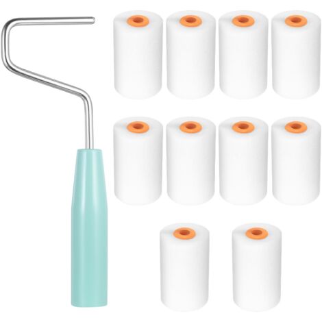 Juego de 10 mini rodillos de pintura, rodillos de espuma para pintar paredes, rodillos de pintura con mango para revestimientos, bricolaje y decoración de interiores (52x34 mm)