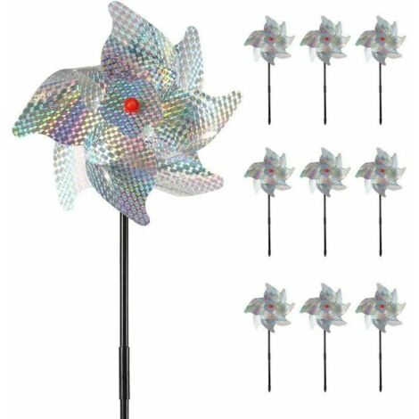 Juego de 10 molinillos antiviento de alta reflectividad, dispositivos antiviento para proteger el techo del jardín, la granja o el huerto.