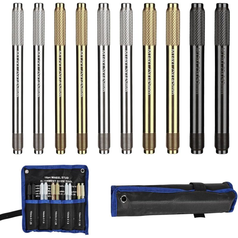 Juego de 10 palancas para neumáticos de motocicleta (M12 x 1,25, M12 x 1,5, M14 x 1,25, M14 x 1,5, M15 x 1,25) para coche, para motocicletas,