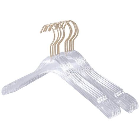 Juego de 10 perchas de cristal acrílico transparente con muescas para camisas y vestidos de lujo.