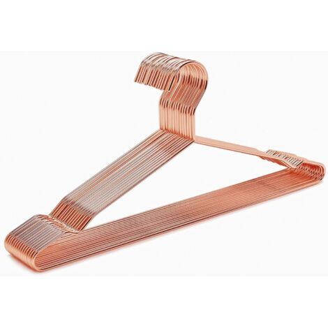 Juego de 10 perchas de metal color cobre brillante de 43 cm, perchas de metal color oro rosa que ahorran espacio con muescas, perchas de alambre resistentes para blusas, vestidos, camisas, abrigos y p