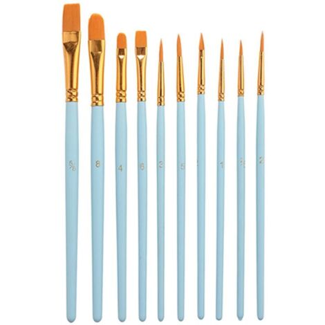 Juego de 10 pinceles acrílicos de nailon para artistas, para acrílico, óleo, acuarela y gouache.