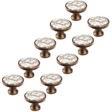Juego de 10 pomos de cerámica vintage para muebles - 32 mm - Para armarios, cajones y cocinas