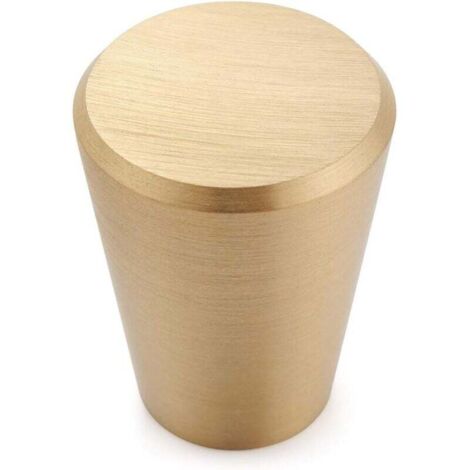 Juego de 10 pomos de latón macizo para armarios, cajones y roperos, cono dorado de 20 mm.