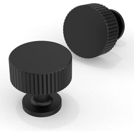 Juego de 10 pomos redondos negros de un solo orificio  Tiradores para muebles, cajones, armarios y puertas  Diseño moderno  Tornillos incluidos  Renovación de muebles