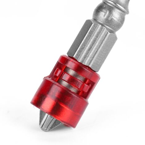 Juego de 10 puntas magnéticas hexagonales PH2 de 1/4 de pulgada para aplicaciones eléctricas, color rojo.