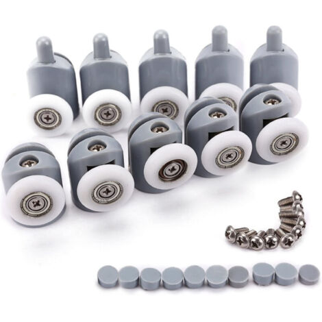 Juego de 10 rodillos de ducha ajustables de 25 mm – Rodillos de plástico duraderos – Para cabinas de ducha – Instalación rápida – 10 unidades
