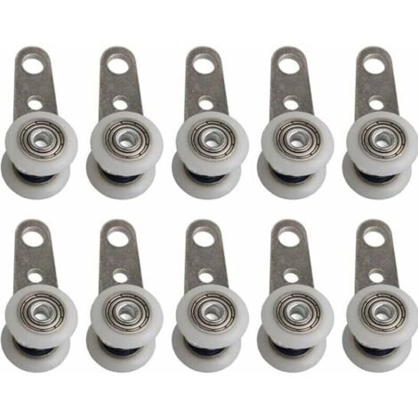 Juego de 10 rodillos para puertas de patio o puertas correderas - Metal y plástico - 4,5 x 1,9 cm