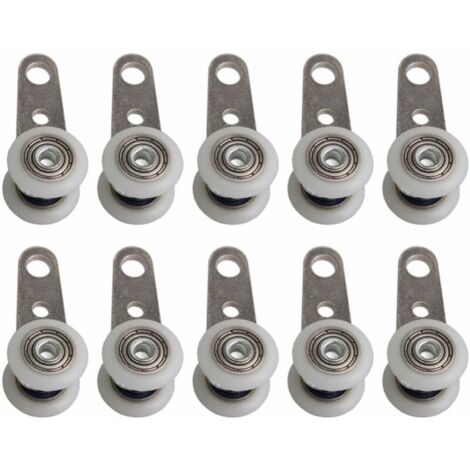 Juego de 10 rodillos para ventanales o puertas correderas - metal y plástico - 4,5 x 1,9 cm