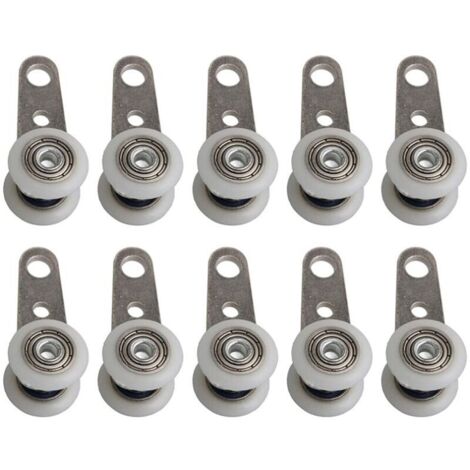 Juego de 10 rodillos para ventanas francesas o puertas correderas – metal y plástico – 4,5 x 1,9 cm